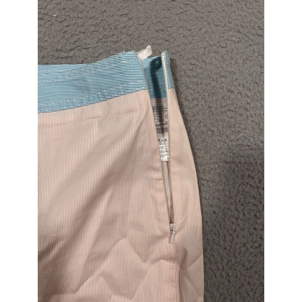 346 Brooks Brothers Skirt Pink Blue White Pin Stripes Size 14 Straight Short - Picture 10 of 10